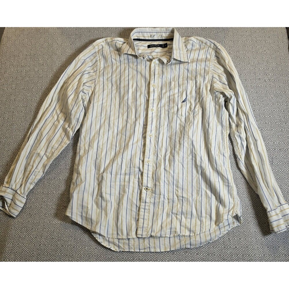 Nautica Y2K Vintage Striped Button Up Shirt Men’s M Preppy Coastal